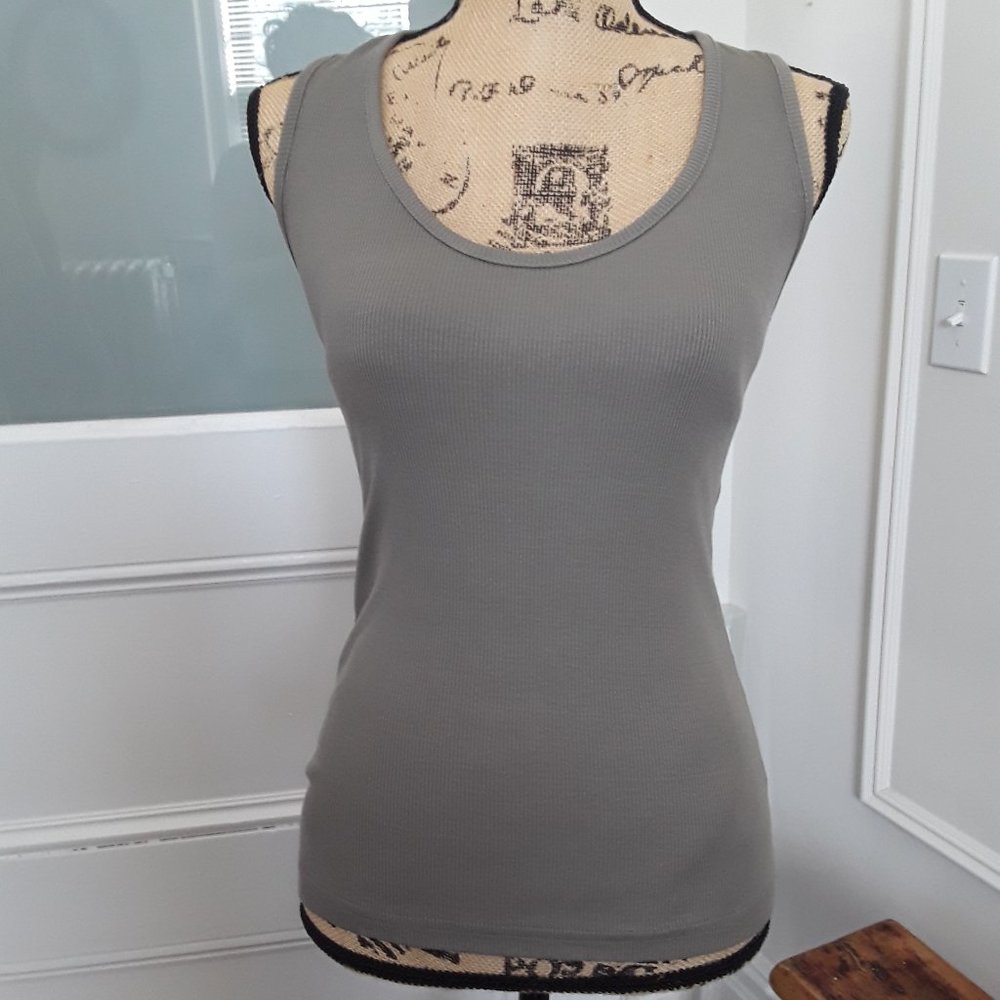 Khaki Green Ribbed Racer Back Tank Top